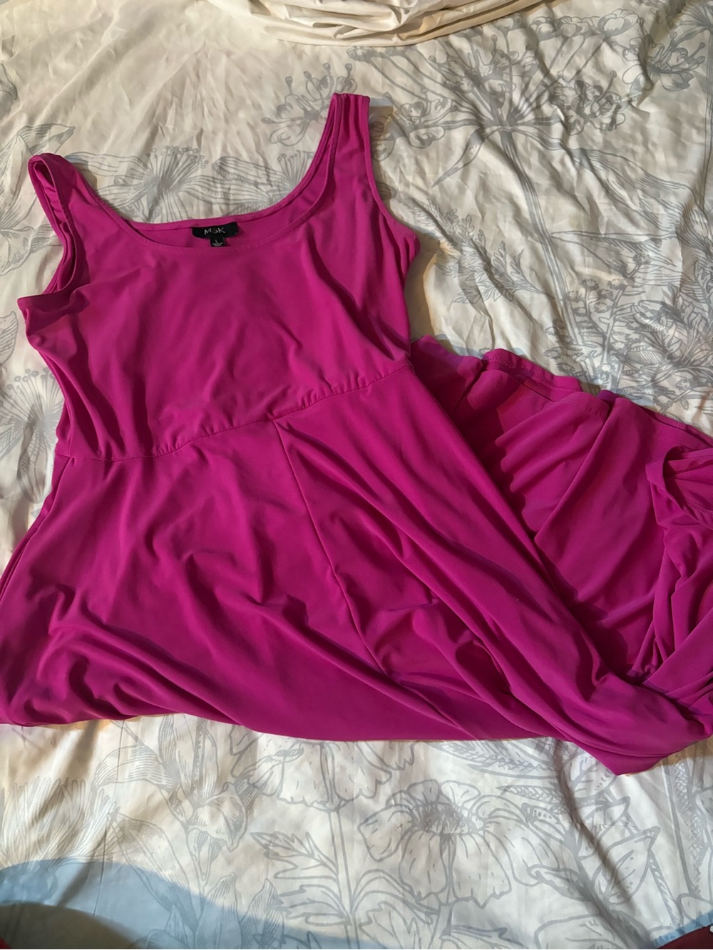 MSK Women's Hot Pink Sleeveless Scoop Neck Tunic Dress
